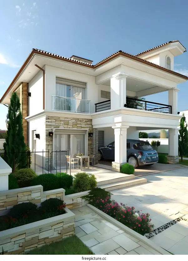 Modern Luxury Villa with Carport and Landscaping