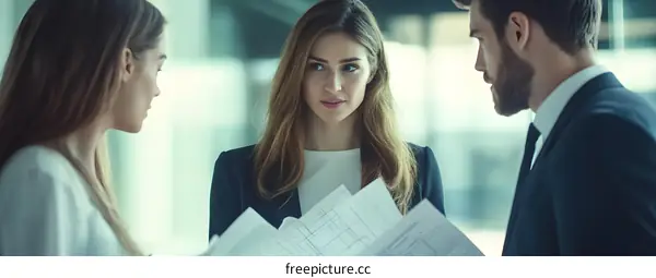 Business People Discussing Documents During Meeting