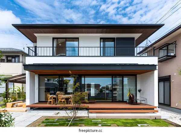 Modern Two Story House with Deck and Patio