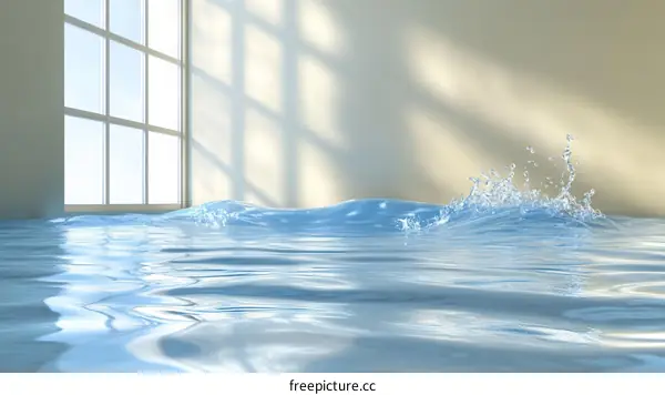 Water Damage Illustration in Room with Window