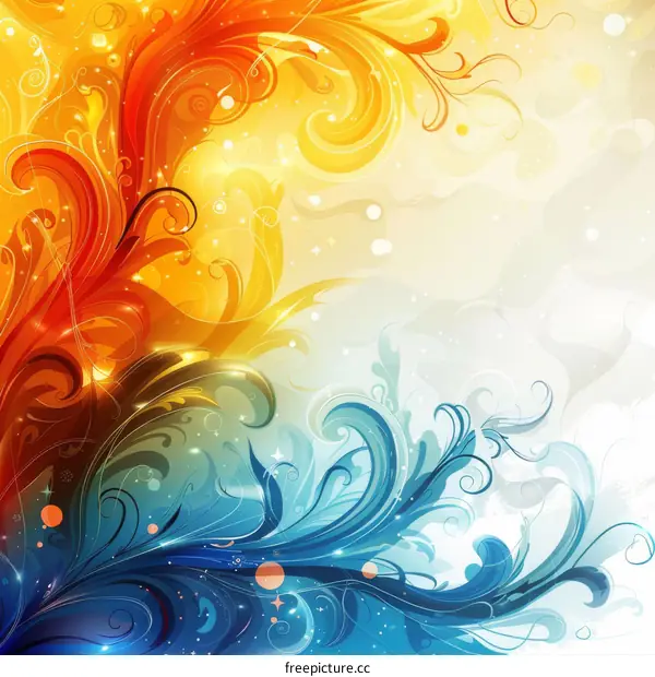 Cold and Warm Color Contrasting Abstract Floral Background