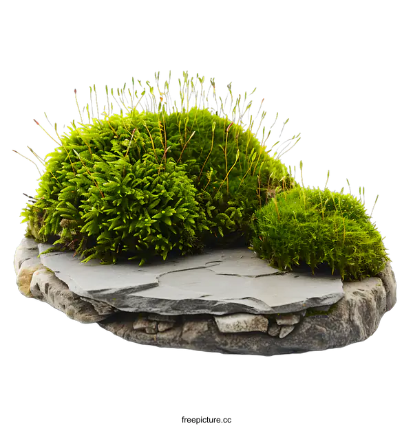 [Transparent Background PNG]Green Moss Growing on Stone