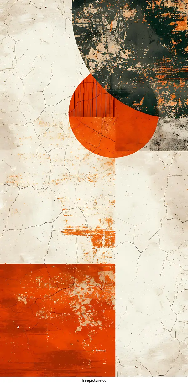 Abstract Geometric Shapes On Cracked Wall Background