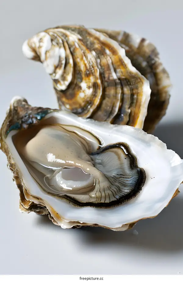 opened oyster with pearls