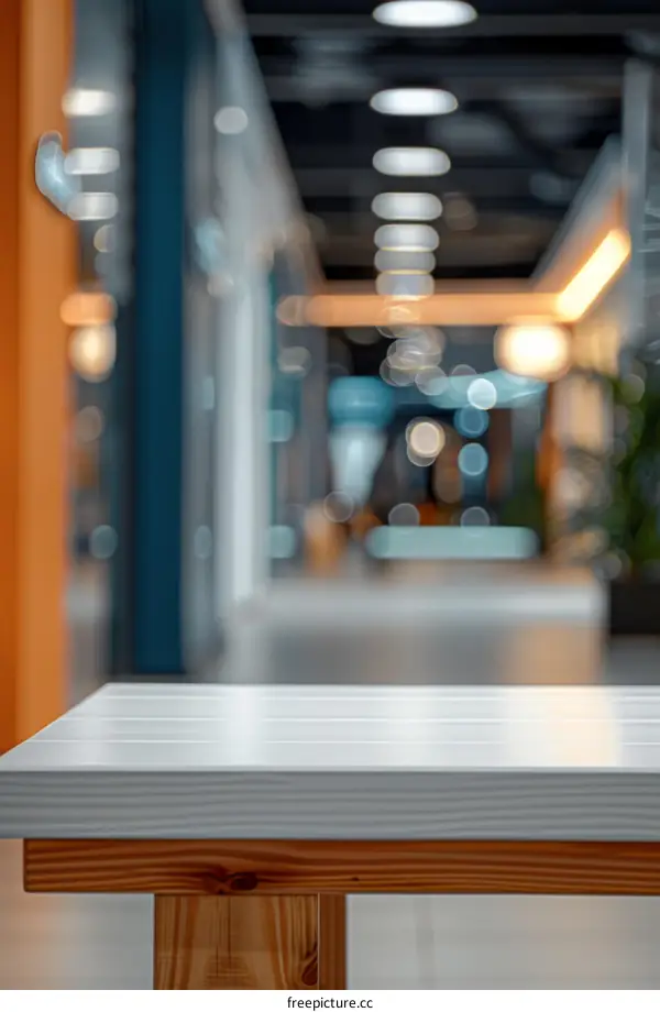Wooden table with blurred background