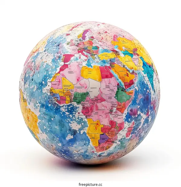 Colorful watercolor globe