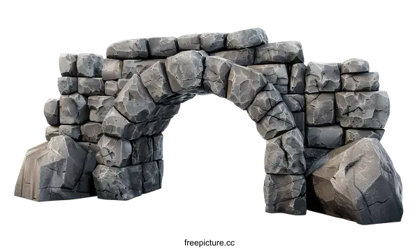 [Transparent Background PNG]grey stone bridge 3d illustration