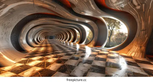 Glowing Tunnel: Futuristic Architecture