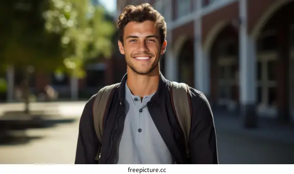 Portrait of a smiling young male college student on campus