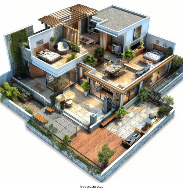 Modern Rooftop Apartment Design Rendering