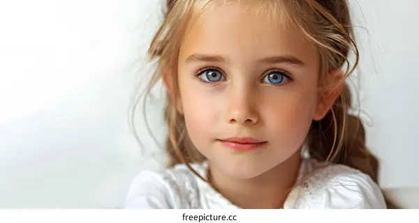 Portrait of a Young Girl with Striking Blue Eyes