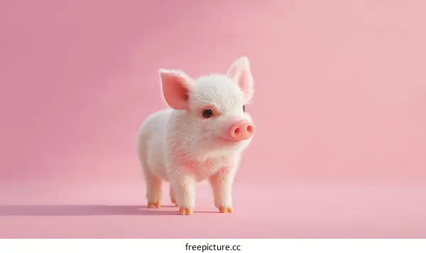 Adorable Pink Piglet on a Pink Background