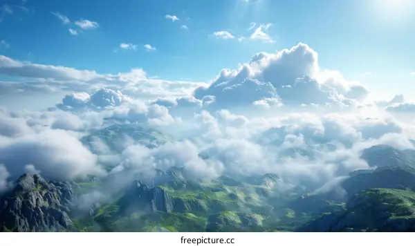 Mist Covered Mountain Peaks