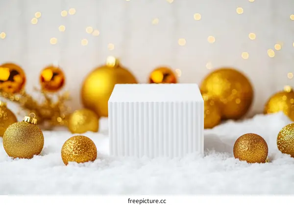 White Display Stand Decorated with Christmas Ornaments