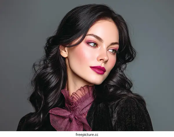 Glamorous Woman with Stylish Makeup and Hair