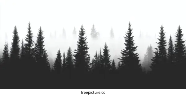 Misty Forest Silhouette Landscape Illustration