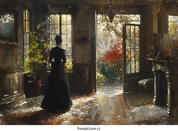 A Lady Standing in front of a Doorway