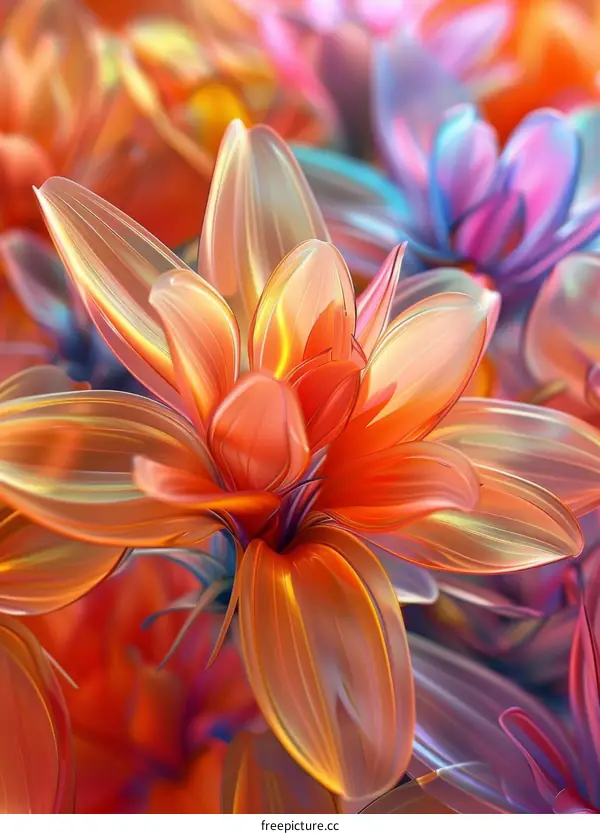 3D rendering of a flower with vibrant colors