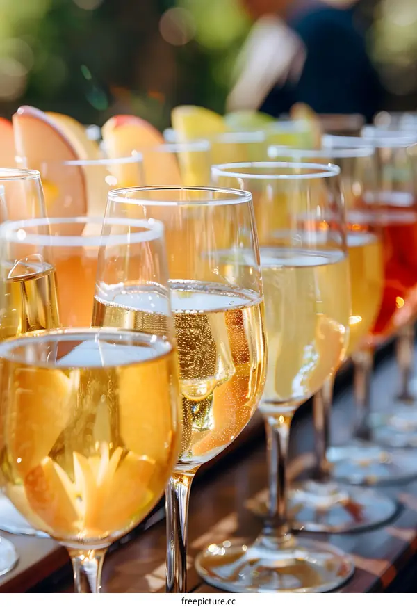 Closeup View of Sparkling Wine Glasses