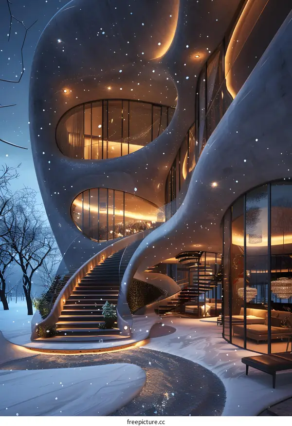 Futuristic architecture in the snow
