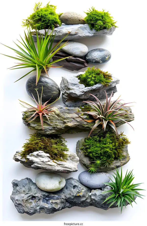 A Vertical Garden of Air Plants and Moss