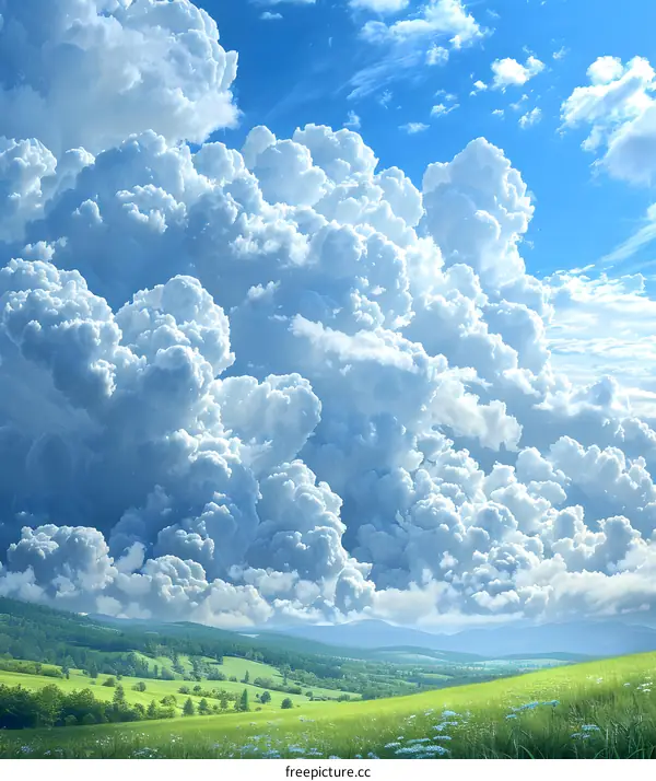 Green Grass Field Under Blue Sky With White Clouds