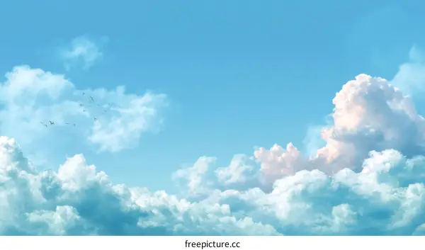 Beautiful Sky with Fluffy Clouds