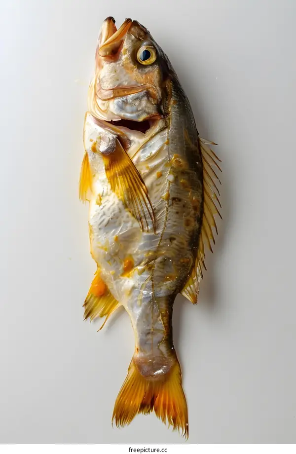 Grilled Fish on White Background