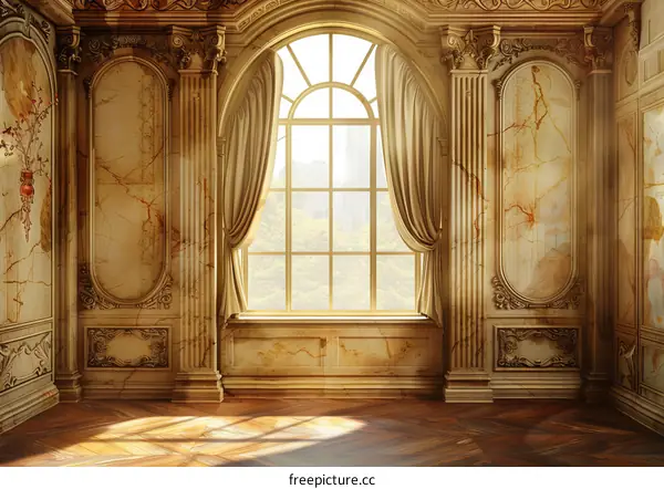 Lavish Golden Interior of an Opulent Hallway