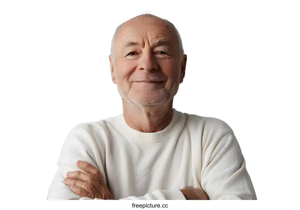 [Transparent Background PNG]Smiling Senior Man Portrait with White Background