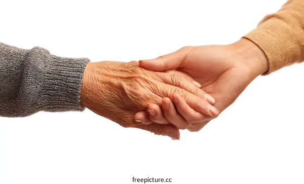 Elderly Hands Held in Care Giving