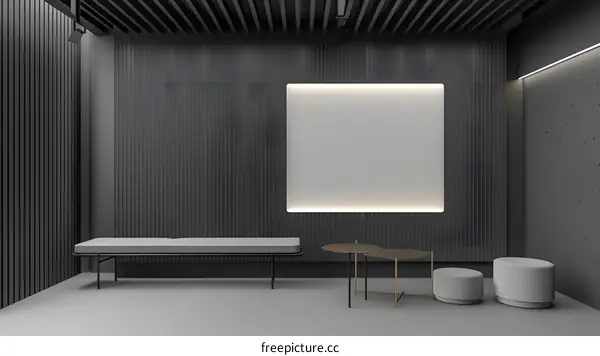 Minimalist Interior Design With Gray Walls And White Furniture