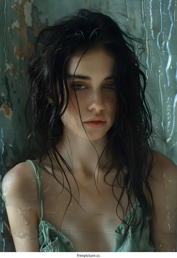portrait of a young woman with wet hair