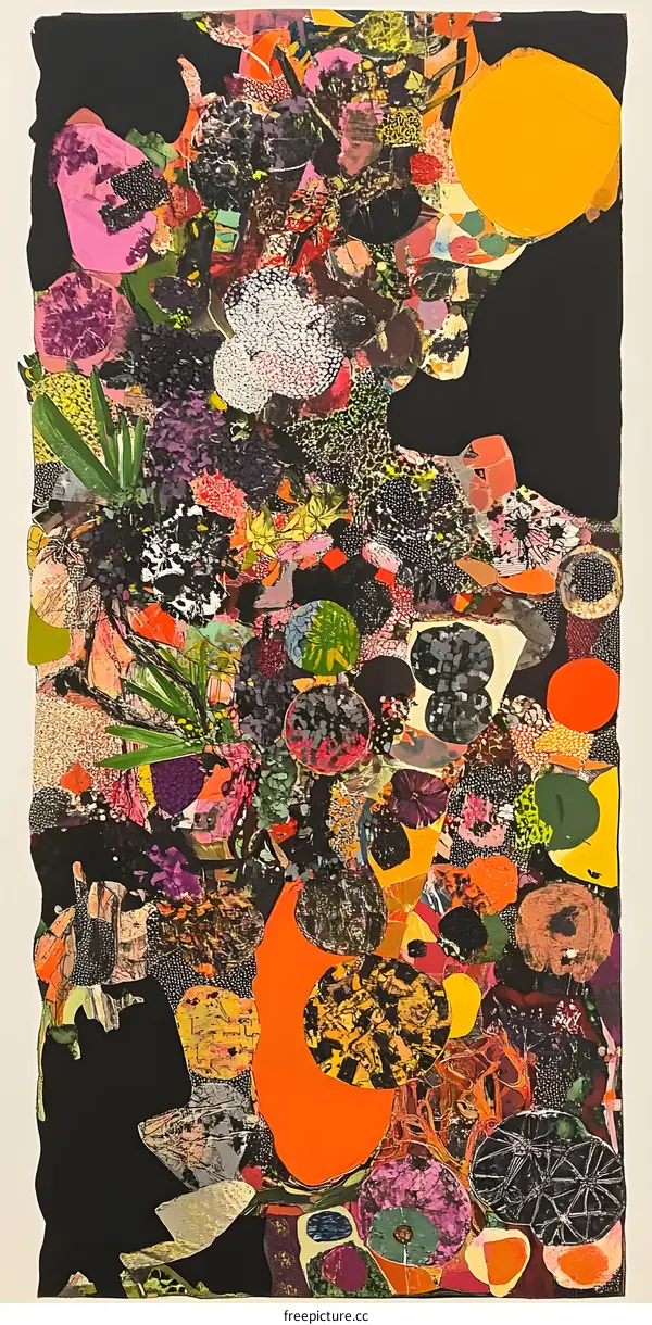 Abstract Collage Artwork with Colorful Shapes and Patterns