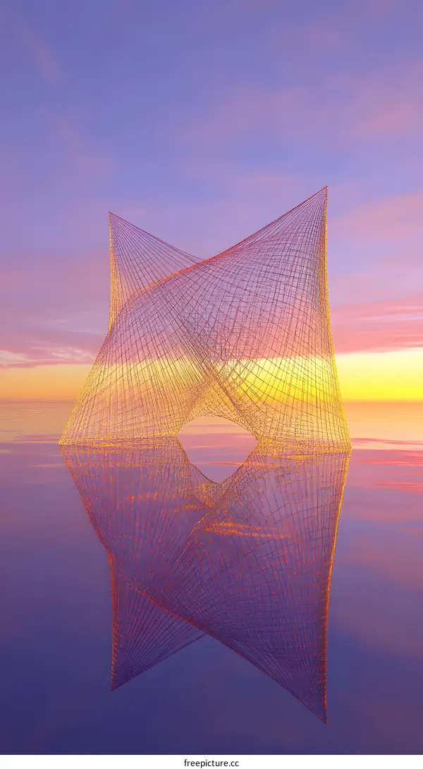 Abstract Geometric Art with Sunset Reflection