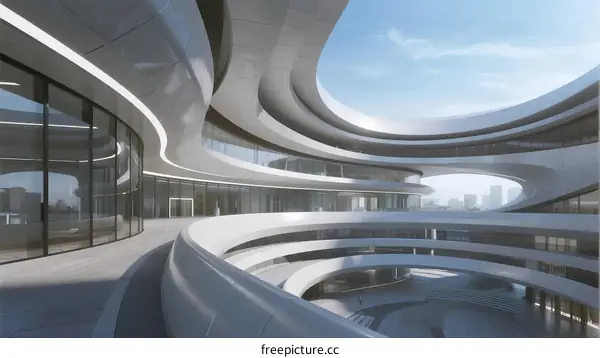 Modern Curved Architectural Design with Glass Facades