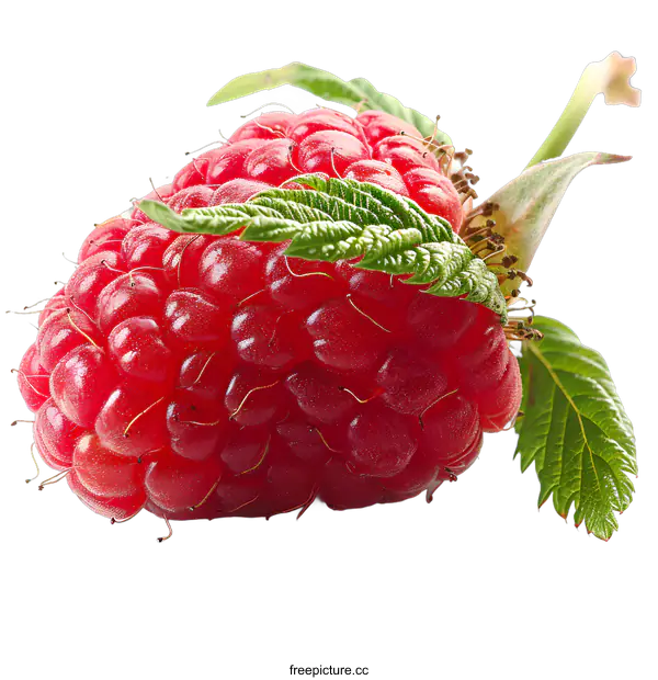 [Transparent Background PNG]Single Fresh Raspberry on White