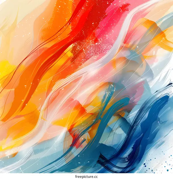 Abstract painting with red and blue