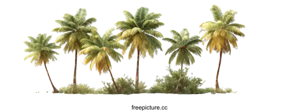 [Transparent Background PNG]Tropical Palm Trees Isolated on White Background
