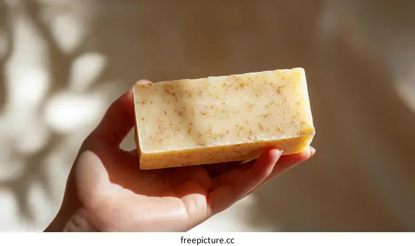 Handheld Bar of Natural Soap with Organic Ingredients