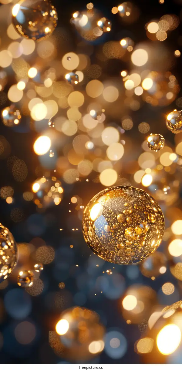 Golden Light Balls Abstract Background Design