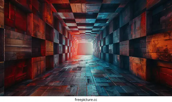 Abstract Wooden Tunnel Perspective