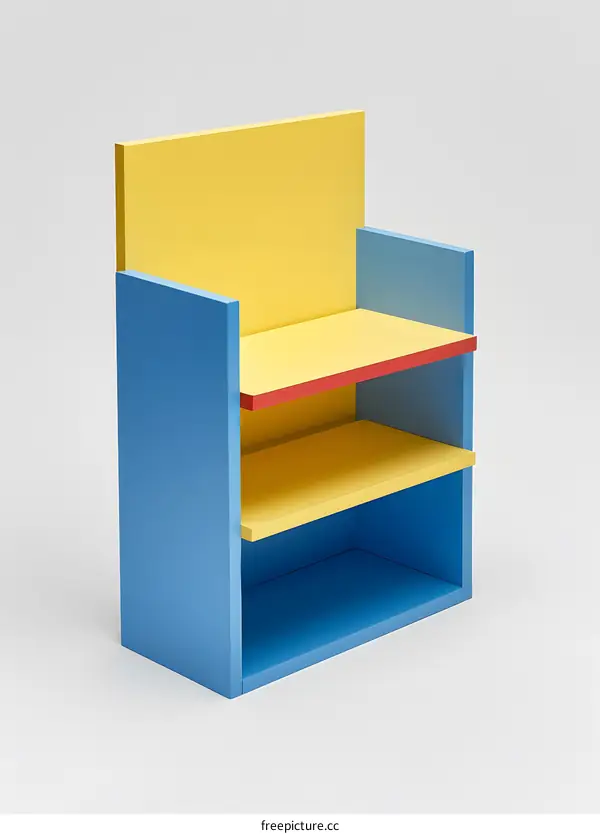 Modernist Blue and Yellow Shelf Unit