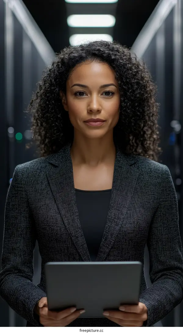 Black Woman Business Professional in Server Room