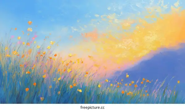 Beautiful Sunrise Over Wildflowers