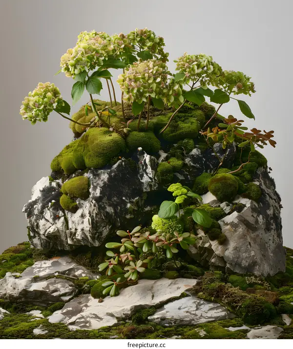 Green Moss and Rocks Arrangement