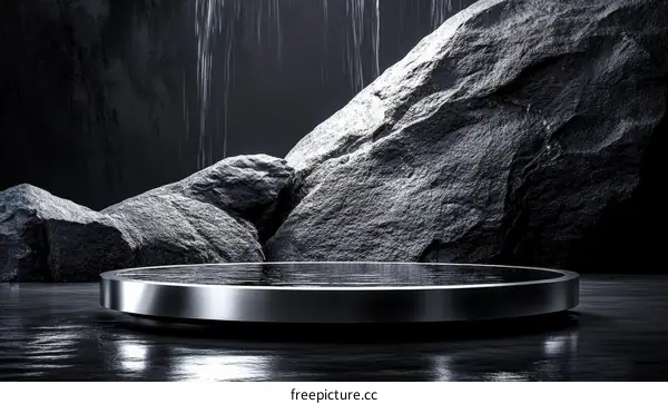 Dark Grey Stone Product Display Platform