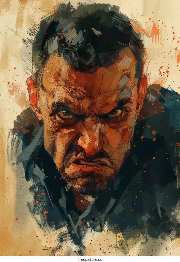 Angry Male Portrait Illustration