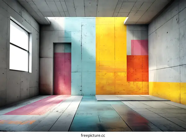 Colorful Abstract Concrete Interior Design