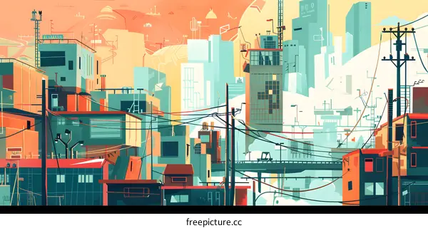 Abstract Illustration of a Futuristic Cityscape